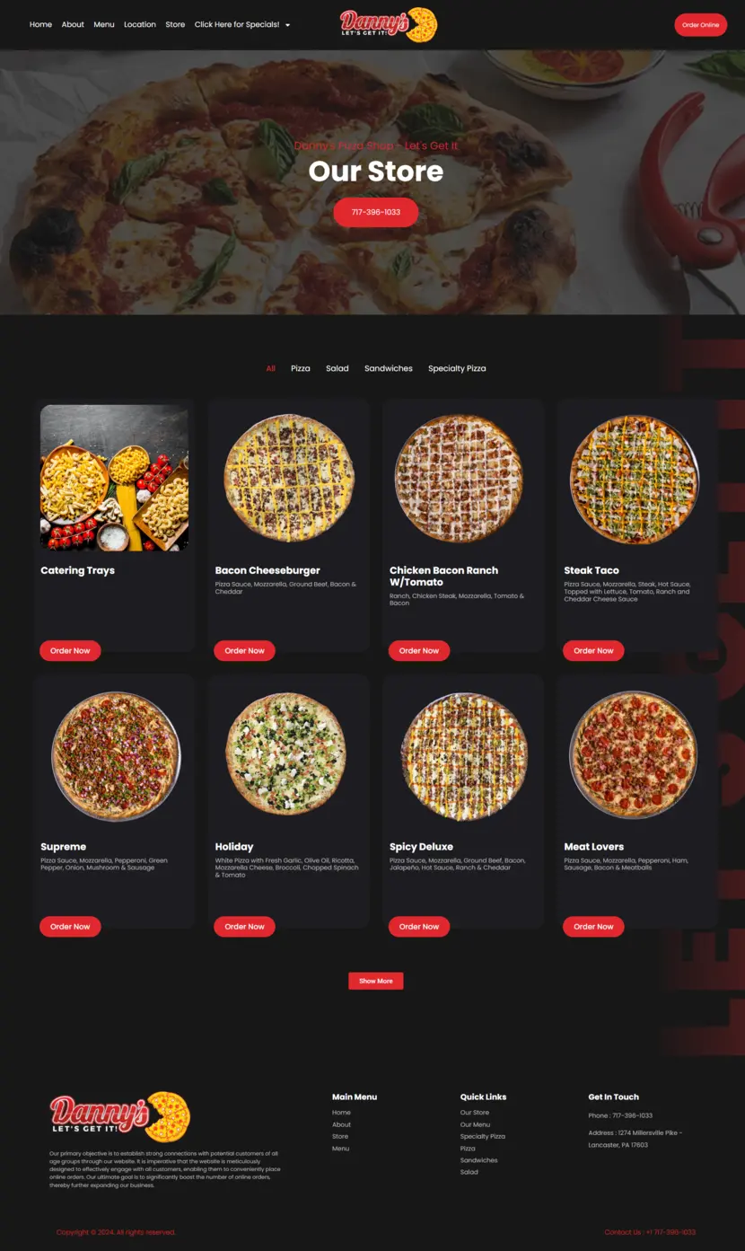 Danny’s Let’s Get It - Pizza Restaurant WordPress & WooCommerce Website by M Daniyal