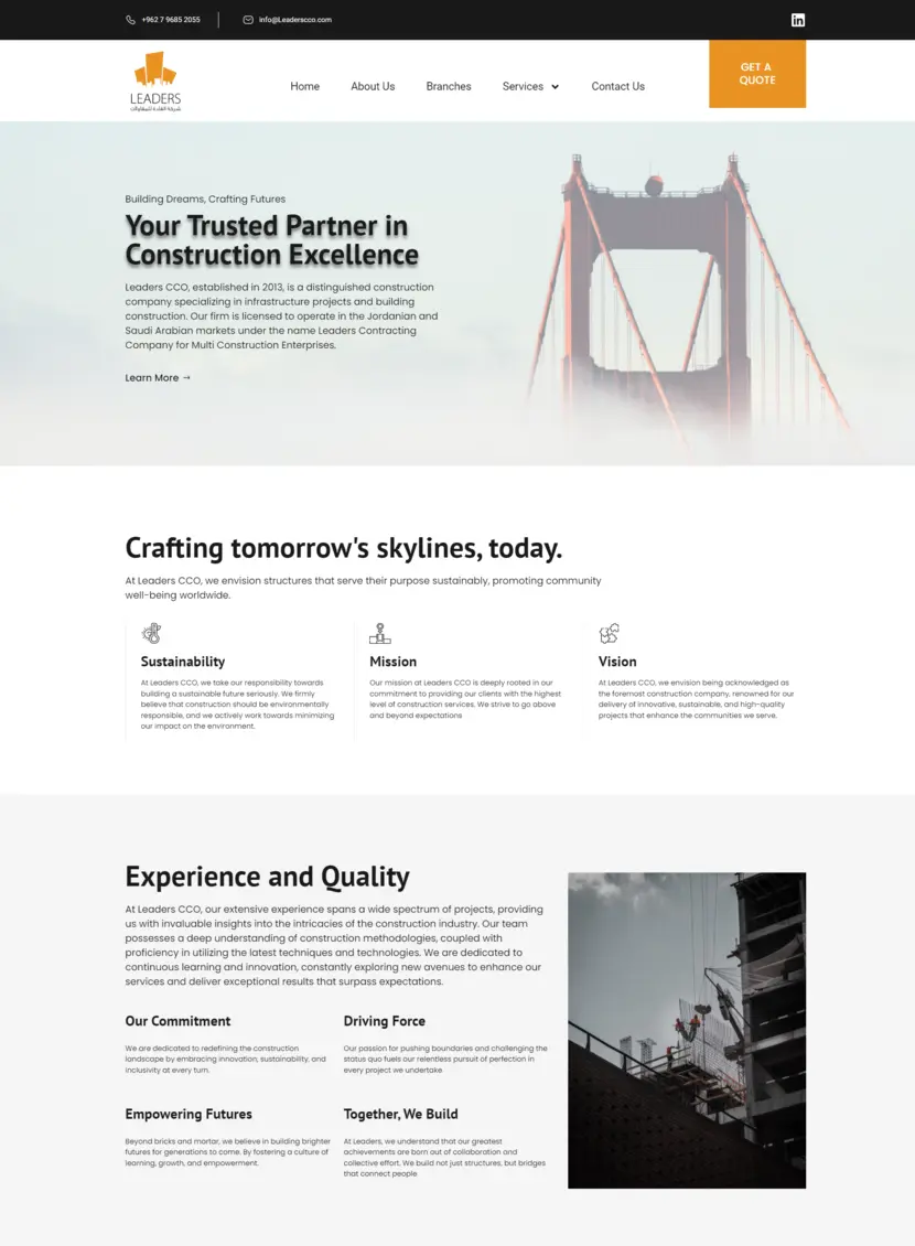 Leaders CCO - Construction Company WordPress Website Development by M Daniyal